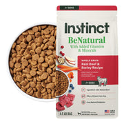 Instinct emballage avant boeuf et orge montrant qualité