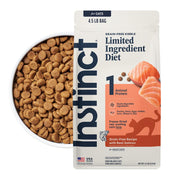 Instinct emballage face montrant croquettes et bénéfice nutritionnel