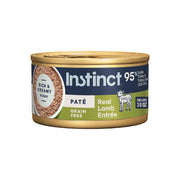 Instinct pâté agneau face de la boîte montrant l'étiquette et l'appétence