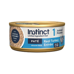 Instinct pâté dinde vue avant de la boîte, qualité et simplicité