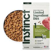 Instinct sac face avant agneau réel montrant emballage et bénéfice nutritionnel
