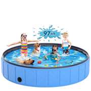 Instraella vue avant de la piscine déployée montrant l'espace pour grands chiens