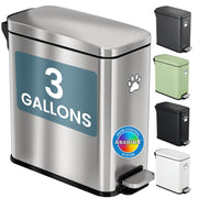 iTouchless vue de face de la corbeille litière 3 gallons pour gain d’espace