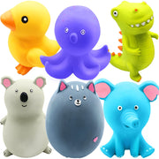 Jalousie ensemble devant montrant six jouets colorés pour stimulation