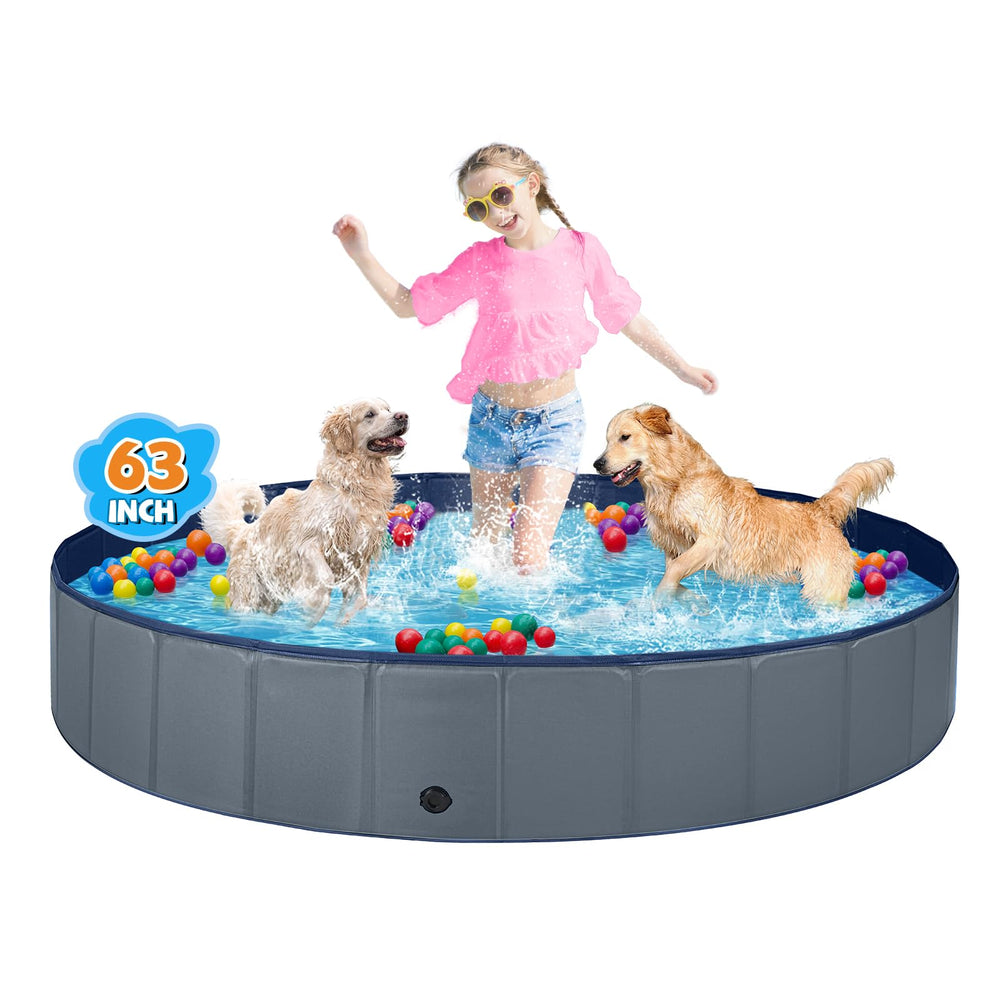 Jecoo piscine face avant montrant la structure solide et l'espace pour chiens