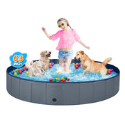 Jecoo piscine face avant montrant la structure solide et l'espace pour chiens