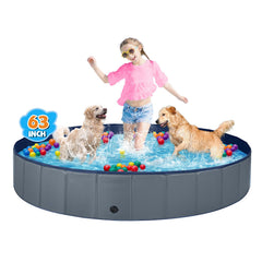 Jecoo piscine face avant montrant la structure solide et l'espace pour chiens