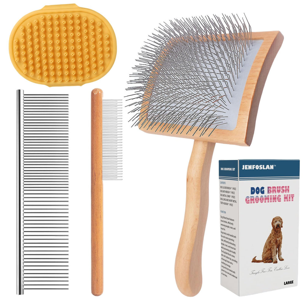 JENFOSLAN brosse slicker face avant montrant la poignée ergonomique et confort