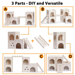 Jevnd intérieur avec deux cachettes offrant espaces séparés pour hamsters