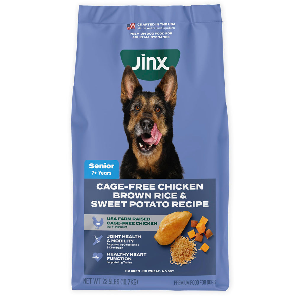 Jinx emballage avant montrant la formule senior et bénéfice nutritionnel