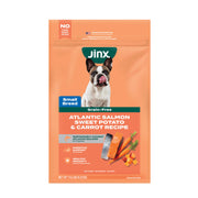 Jinx sac avant montrant l'emballage et la promesse nutritionnelle pour petits chiens