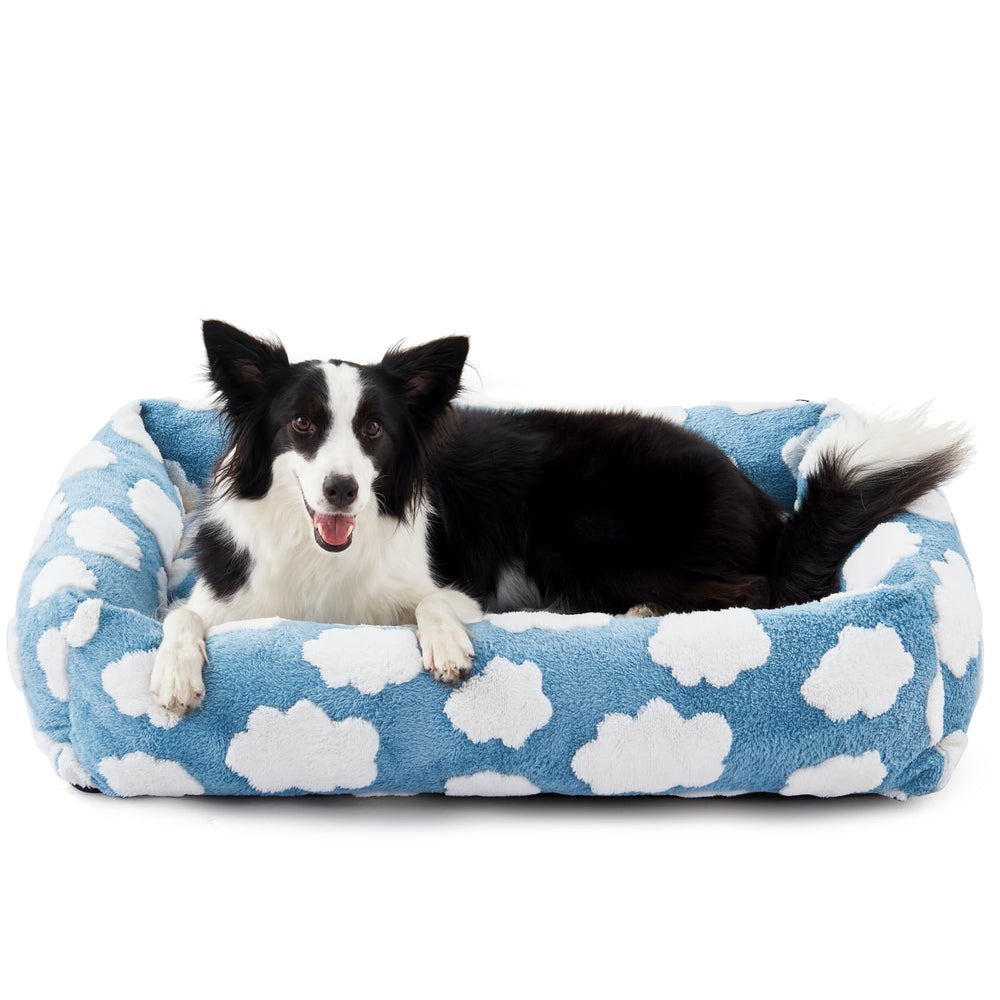 JOEJOY lit face avant bleu montrant design nuage et rebords confortables