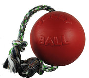 Jolly Pets vue avant du jouet corde-balle rouge montrant la forme et solidité