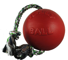 Jolly Pets vue avant du jouet corde-balle rouge montrant la forme et solidité
