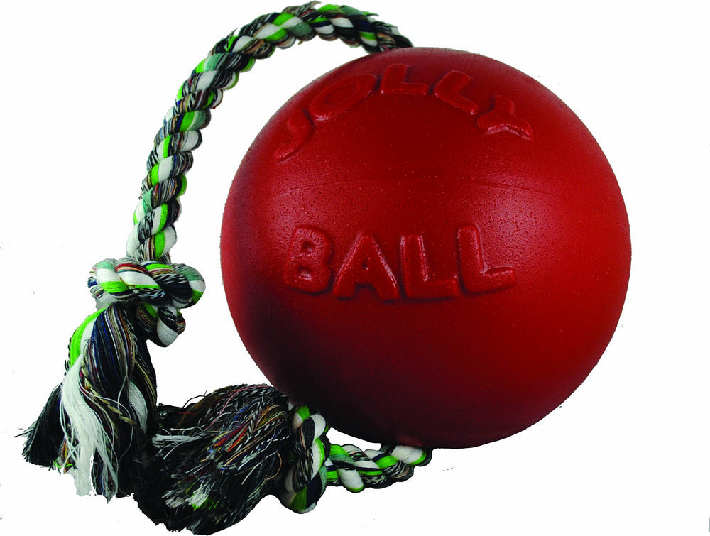 Jolly Pets Romp-N-Roll balle rouge face avant montrant la taille et la robustesse pour jeu actif