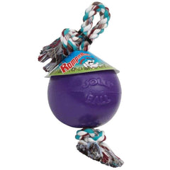 Jolly Pets face de l'emballage montrant la balle et la corde, attrayante et durable
