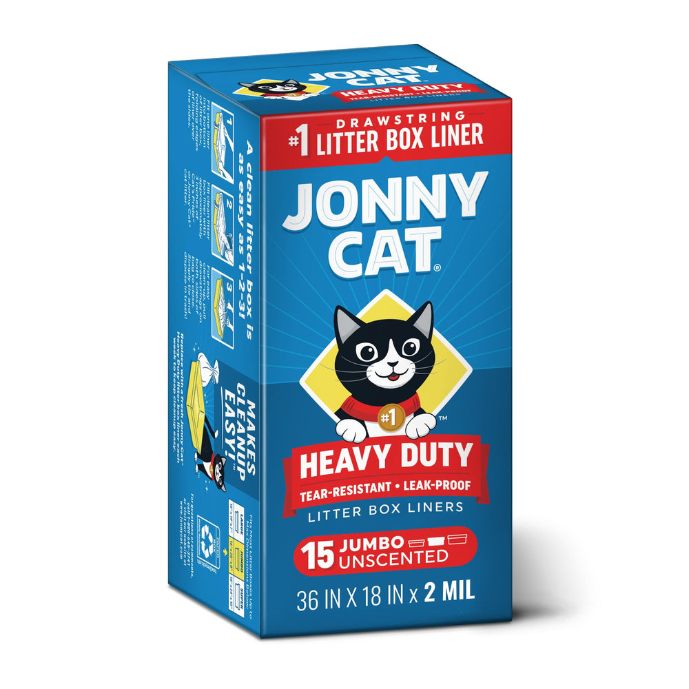 Jonny Cat face de la boîte jumbo montrant 15 unités et praticité