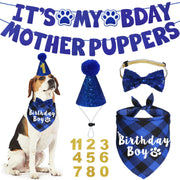 JOTFA bandana bleu à carreaux portant Birthday Boy, confort et style