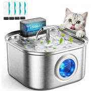 Jovipawzy fontaine en acier inox sur table, hydratation saine rapide