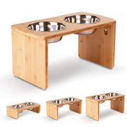 JOYOPAW vue avant du support en bambou stable et élégant, repas plus propre