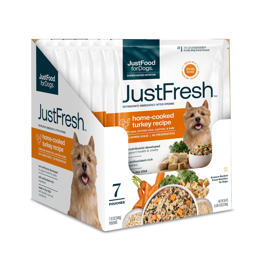 JustFoodForDogs pack JustFresh dinde avant présentation bénéfice praticité