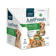 JustFoodForDogs emballage avant du pack poulet, praticité et qualité