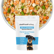 JustFoodForDogs emballage avant montrant nom et usage pour repas maison