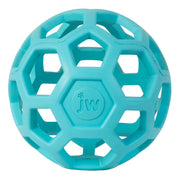 JW Hol-ee Roller vue avant de la balle bleue montrant la forme alvéolée et la marque JW
