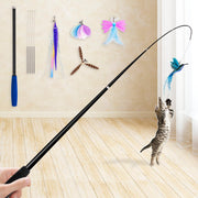 JXFUKAL canne à chat emballage montrant la longueur et l'accessoire, divertissement sécurisé
