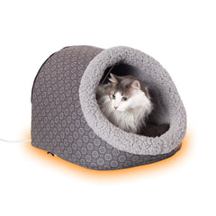 K&H vue avant de la niche chauffante montrant ouverture et forme protectrice