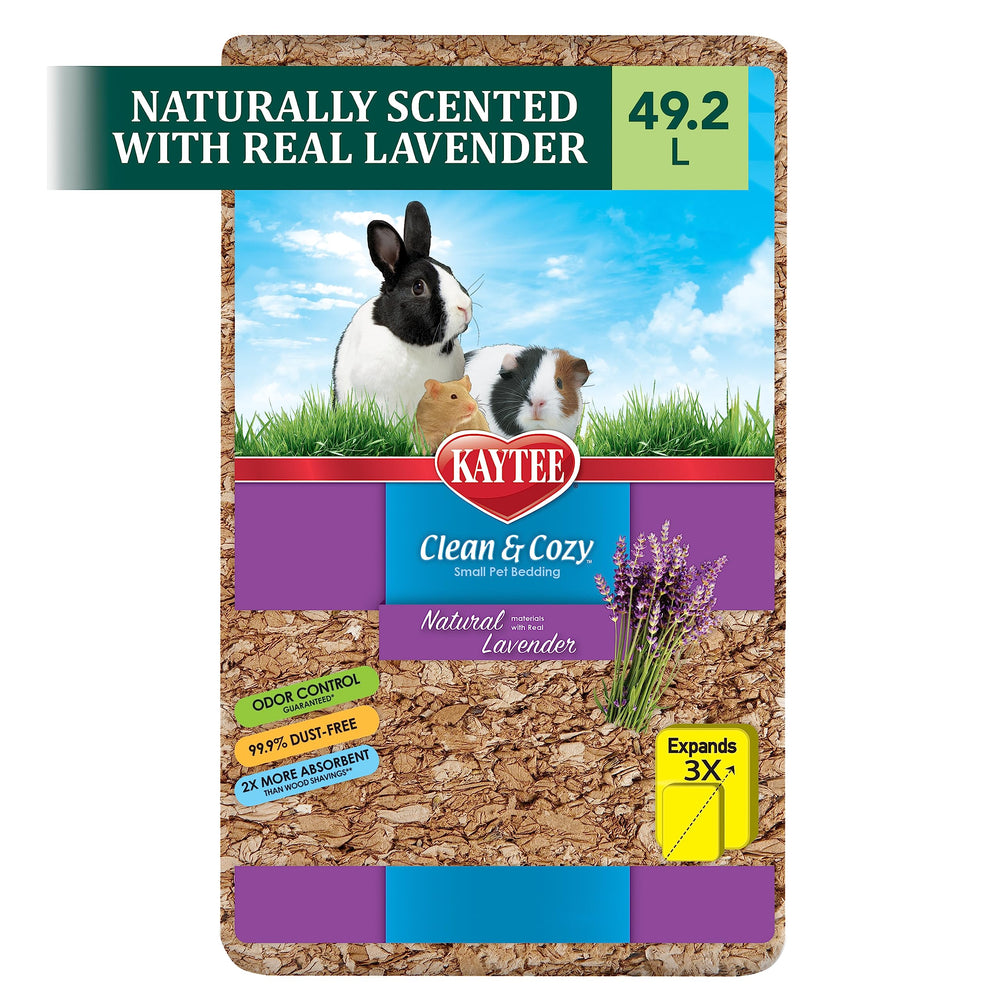 Kaytee emballage avant lavande montrant volume 49,2 L et bénéfice fraîcheur