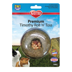 Kaytee Roll 'n' Toss emballage avant montrant le jouet comestible et l'attrait
