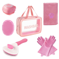 Kemodia trousse bain chien face montrant le kit complet et rangement pratique