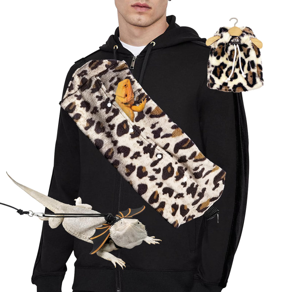 Kiiocwev sac polaire motif léopard protège et réchauffe le dragon barbu