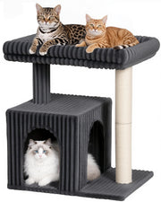 KinoTail arbre à chat complet vue frontale, stabilité et style pour la maison