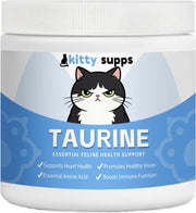 Kitty Supps pot de taurine 200 g montrant l’étiquette et l’emballage, confiance garantie