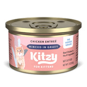 Kitzy face avant de la boîte montrant l’étiquette et la variété pour chaton, rassure sur l’origine.