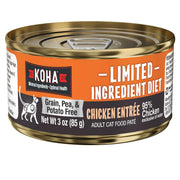 KOHA pâté poulet face de lemballage montrant létiquette claire et bénéfice hypoallergénique