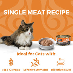 KOHA pâté poulet servis dans une assiette, chat qui mange avec appétence et meilleure hydratation
