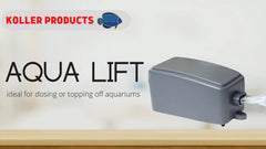 Koller Products Aqua Lift gros plan sur raccords d'entrée et de sortie, contrôle du débit précis