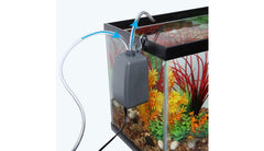 Koller Products Aqua Lift installée au-dessus d'un aquarium, remplaceur d'eau sans submersion