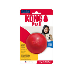 KONG balle face emballage montrant le rouge vif et la marque pour une reconnaissance facile