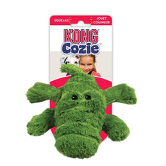 KONG Cozie Ali Alligator en usage avec chien moyen pour stimuler le jeu et câlins