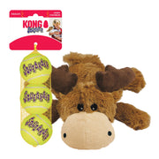 KONG Cozie Marvin Moose face avant montrant la peluche et le sifflet, confort pour le chien