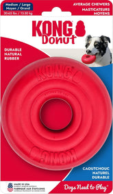 KONG emballage du Donut montrant l'étiquette et la matière caoutchouc durable