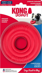 KONG emballage du Donut montrant l'étiquette et la matière caoutchouc durable