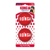 KONG balle Signature face avant montrant packaging et robustesse