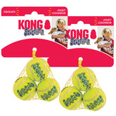 KONG Squeakair balle paquet montrant six balles et praticité