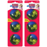 KONG Squeezz Action Ball emballage avant montrant le lot de 6 et durabilité