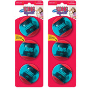 KONG Squeezz Action Ball pack avant montrant lot de six, pratique pour remplacer